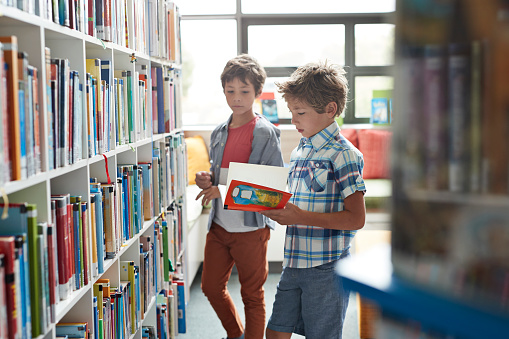 Children at modern school facility
